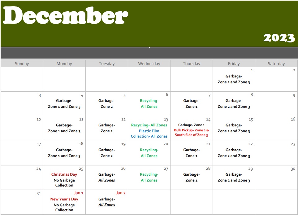 2023 WRAP Recycling Calendar